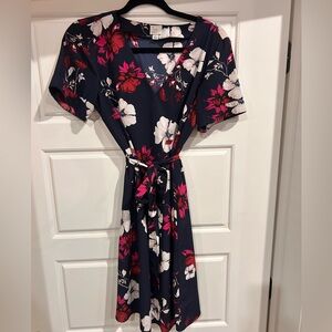 A New Day Navy Dress with Red and White Floral